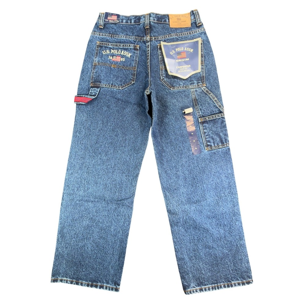 U.S. Polo Assn. Carpenter Jeans Boys Size 16 Y2K Blue Cotton Easy Fit Denim
